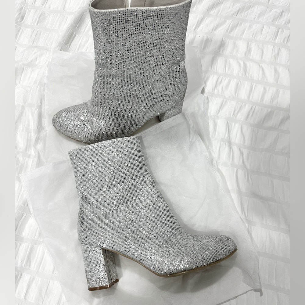 Sequin Chunky Heel Boot